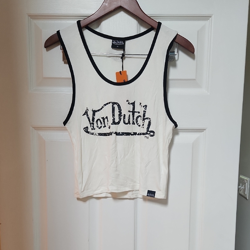 Von Dutch White Tank with Black Trim - Picture 2 of 9